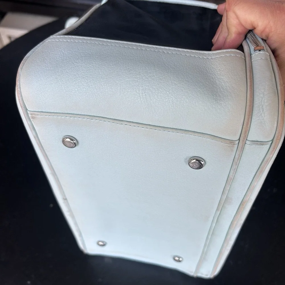 Rare Vintage Y2K Juicy Couture Dog Carrier Ice Blue Velour Blingy Bowling Bag Sm